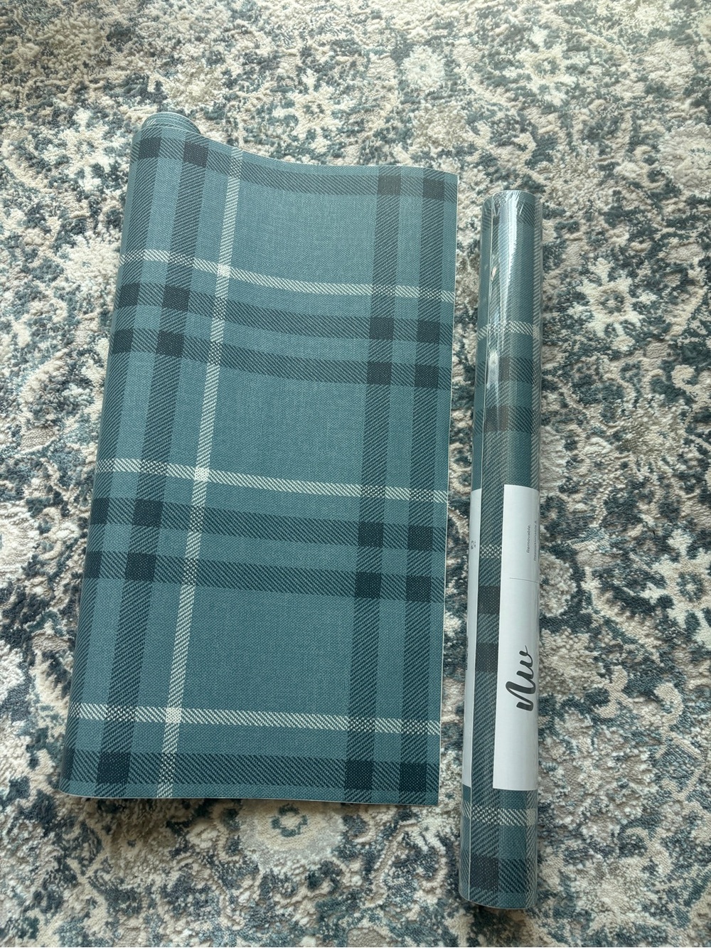 Gracie Oaks Linen & Ebony Plaid Peel-and-Stick Wallpaper
